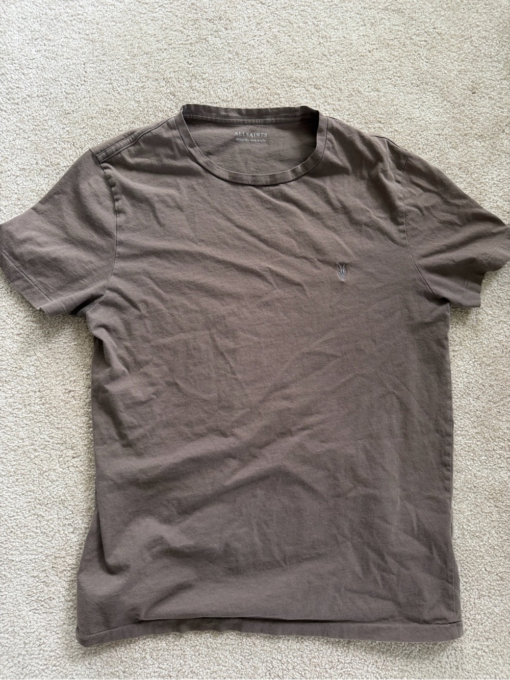 All Saints Men's Short Sleeve Crew Tee in Taupe Brown